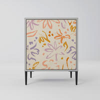 SIDEBOARD SPRING WHIMSY, Grau, 57,5x42x72,5 cm, Schwarze Metallfüße - Multicolor/Schwarz, Holzwerkstoff/Metall (57.5/72.5/42cm) - SpaceRebels