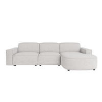 ECKSOFA Cursal Round L-Form, Stoff Artico, Nata, Rechts - Beige, Holz (284/166cm) - Kaiser Möbel