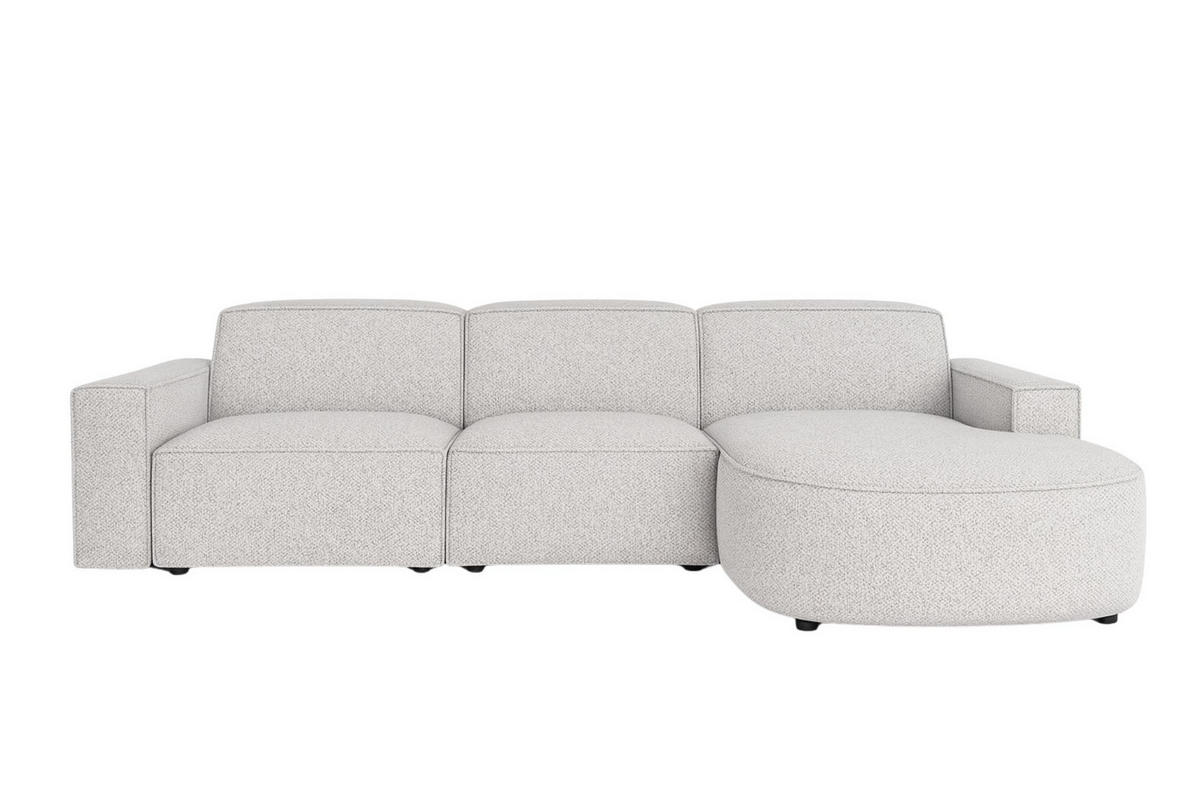 ECKSOFA Cursal Round L-Form, Stoff Artico, Nata, Rechts - Beige, Holz (284/166cm) - Kaiser Möbel