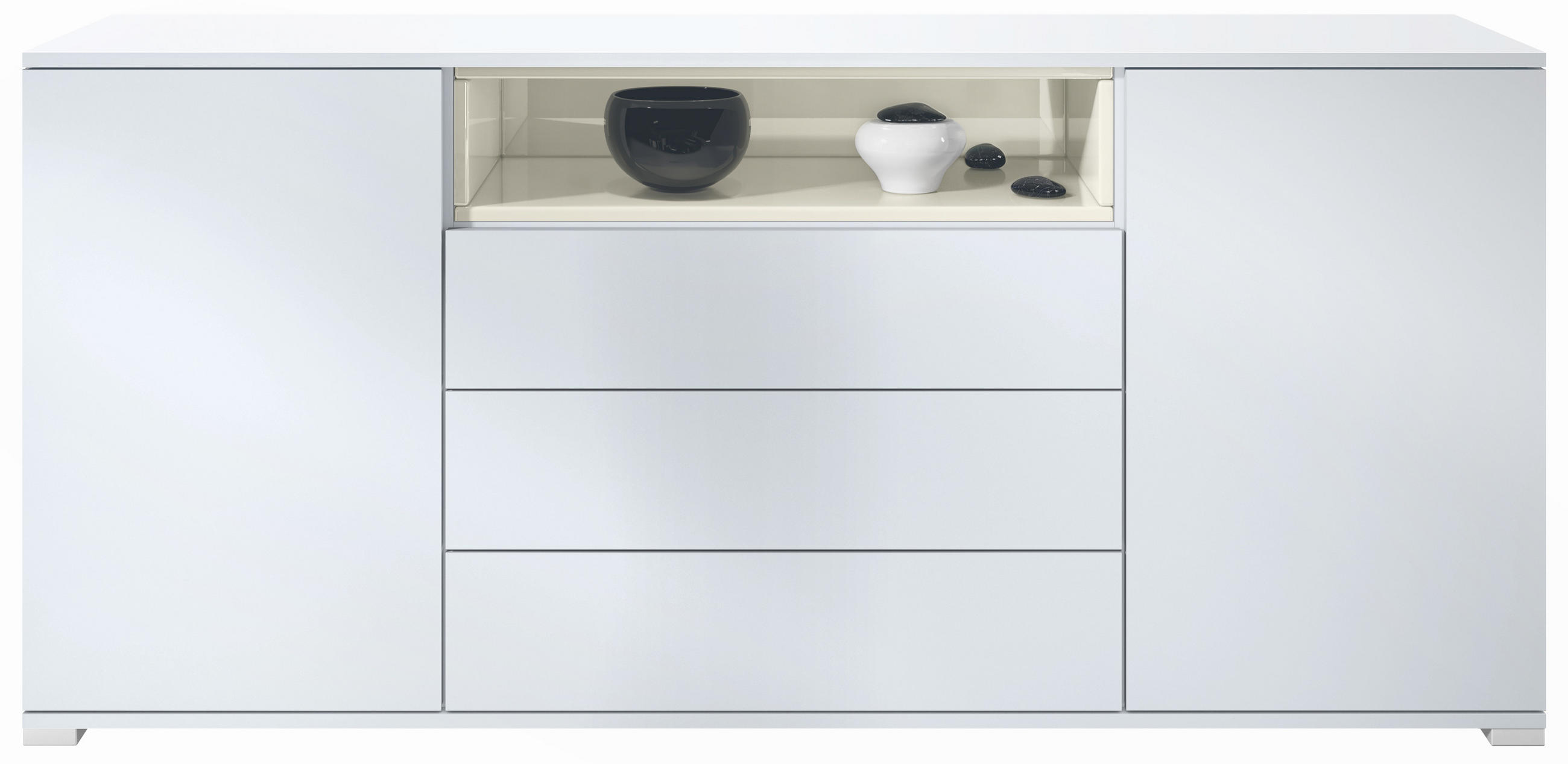 SIDEBOARD Skadu Creme Hochglanz - Creme, Holzwerkstoff (166.5/75.5/35cm) - Vladon