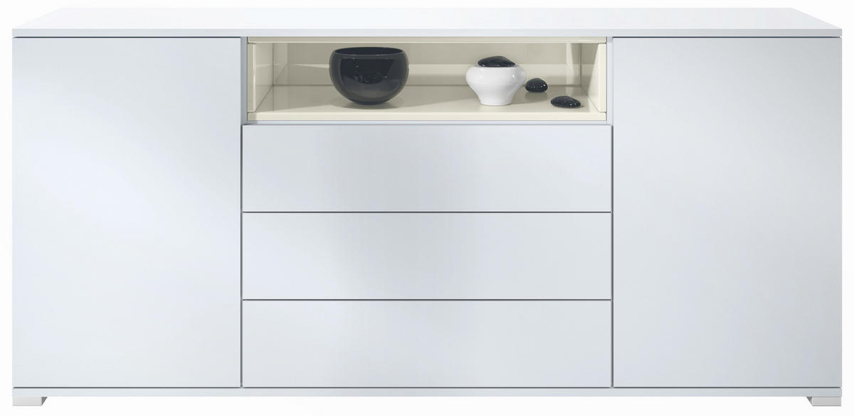SIDEBOARD Skadu Creme Hochglanz - Creme, Holzwerkstoff (166.5/75.5/35cm) - Vladon