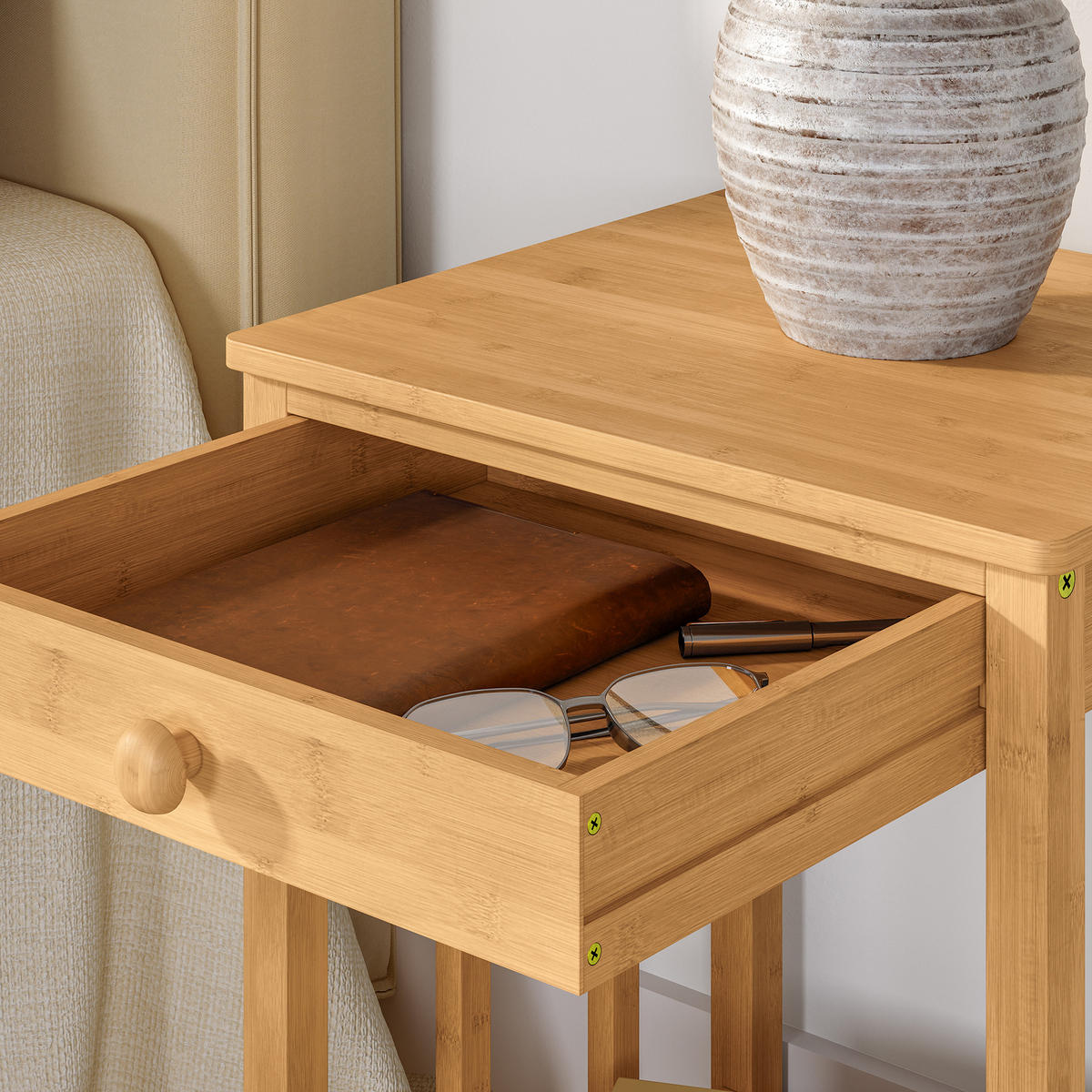 BEISTELLTISCH-SET 2 TLG. Ranua - Naturfarben, Holz (35/40/51cm) - [en.casa]