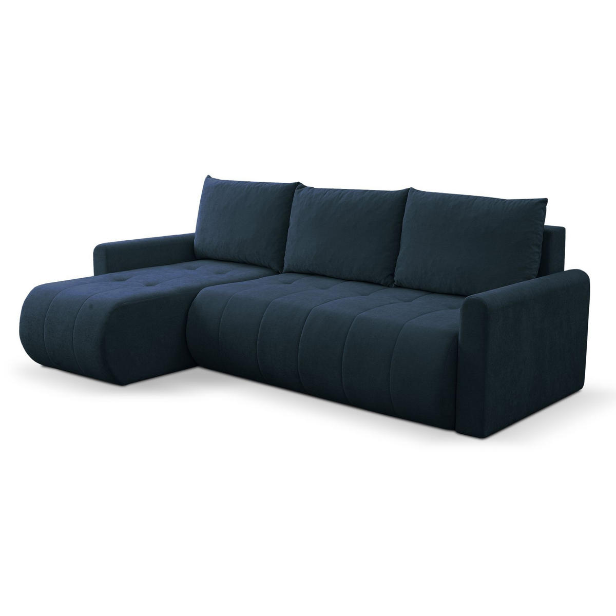 ECKSOFA Timmone Dunkelblau Chenille 230 cm - Schwarz/Dunkelblau, Kunststoff/Textil (230/149cm) - Selsey