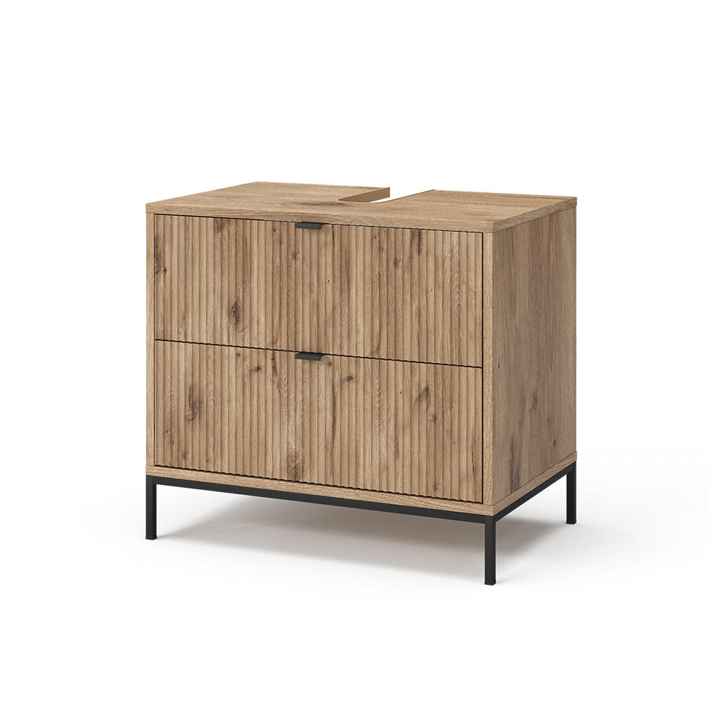 WASCHBECKENUNTERSCHRANK Eliza Viking Oak 70 x 63 cm mit 2 ausziehbaren Schubladen - Eichefarben, Holzwerkstoff (70/63/45.1cm) - Vicco