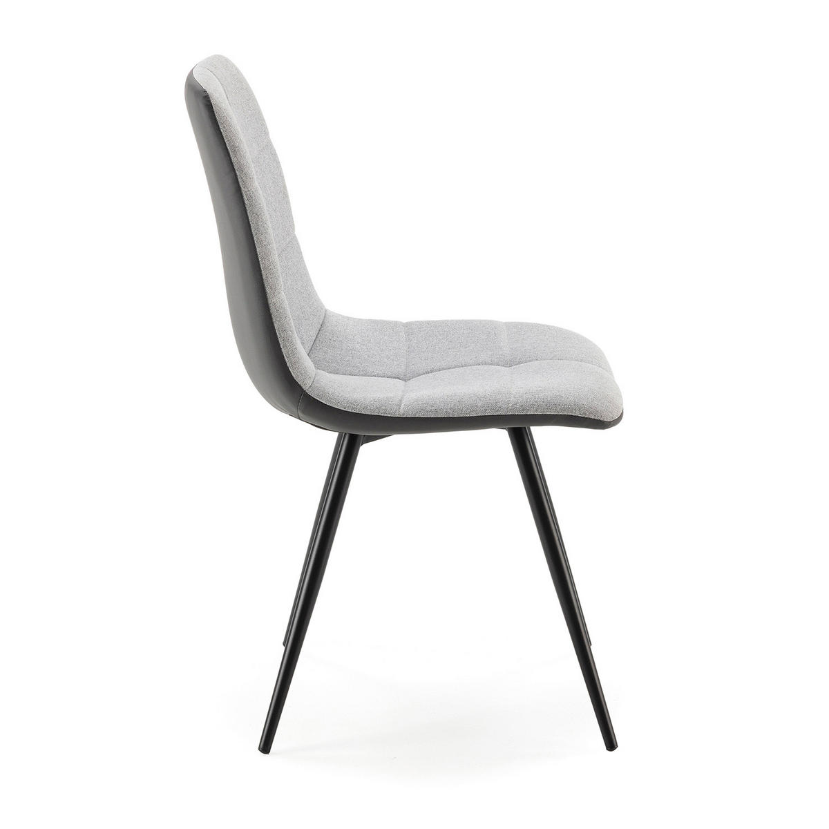 STUHL-SET 2 Prado, grauer Stoff/Kunstleder - Grau, Textil/Metall (54/85/46cm) - VS Venta-stock