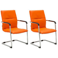 BESUCHERSTUHL 2er-Set SEATTLE 92x56x60 cm Orange Kunstleder - Orange, Leder/Metall (56/92/60cm) - DELUKE