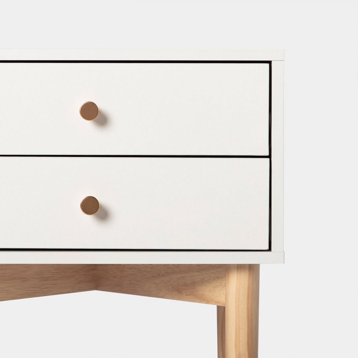 NACHTTISCH 2 SCHUBLADEN Vichy Weiß 40 cm x 56,5 cm - Weiß, Holzwerkstoff (40/56/40cm)