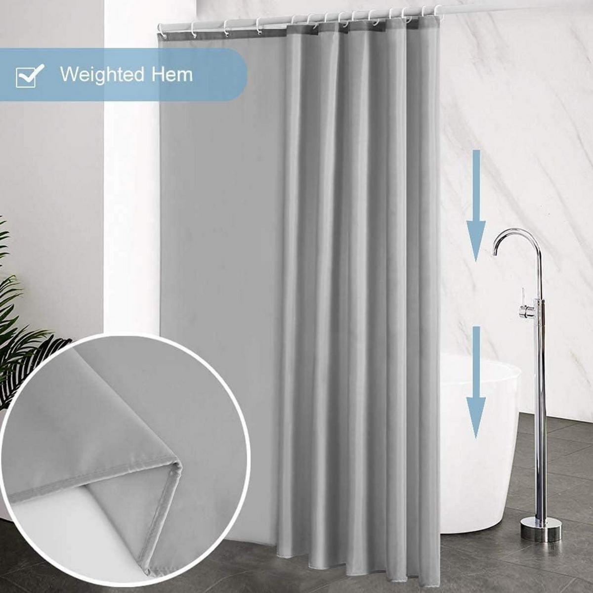 DUSCHVORHANG Grau 240 x 180 cm - Grau, Textil (180/240cm)
