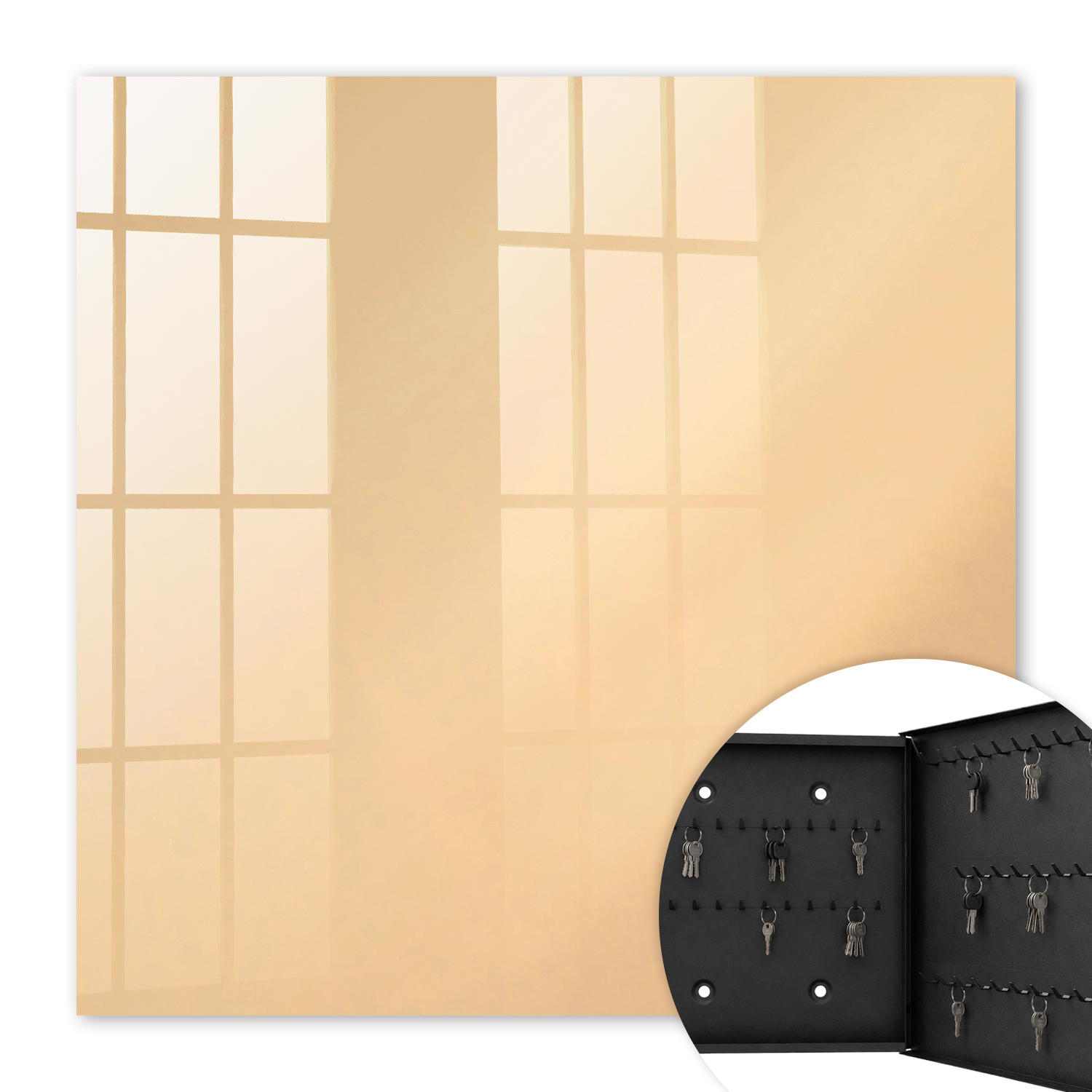 SCHLÜSSELBOX Schwarz 30x30 cm- Türöffnung nach rechts - Beige Trost - Beige, Metall (30/30/5cm) - TULUP
