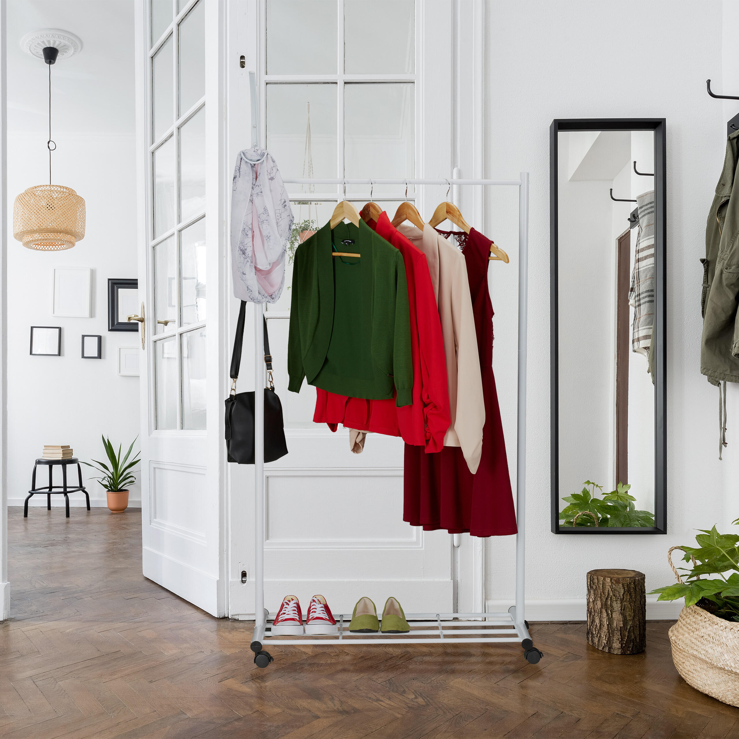 GARDEROBE - Weiß, Kunststoff/Metall (80/165/44cm) - Relaxdays