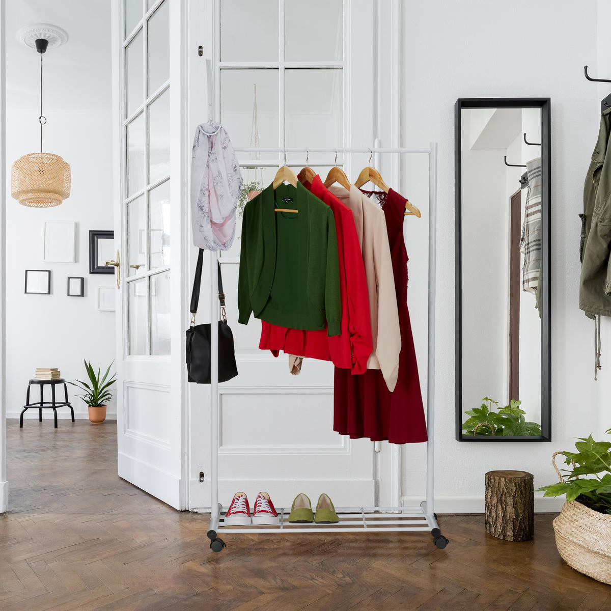 GARDEROBE - Weiß, Kunststoff/Metall (80/165/44cm) - Relaxdays