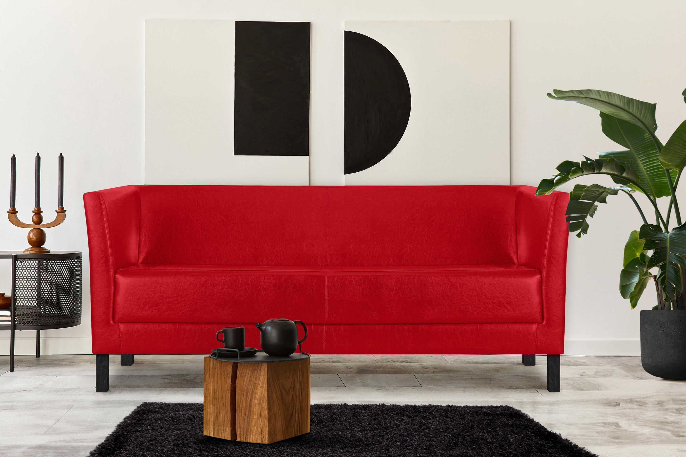Thumbnail - Konsimo® 3-Sitzer-Sofa, Rot, Textil, 67x71x171 cm, Wohnzimmer, Sofas & Couches, Sofas, 3-Sitzer Sofas