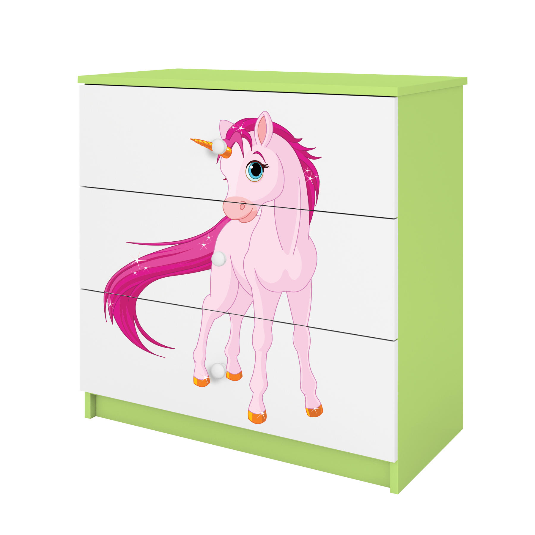 KOMMODE Babydreams Einhorn 81/81/41 - Grün, Holzwerkstoff (81/81/41cm) - RAUMHIRSCH FURNITURE