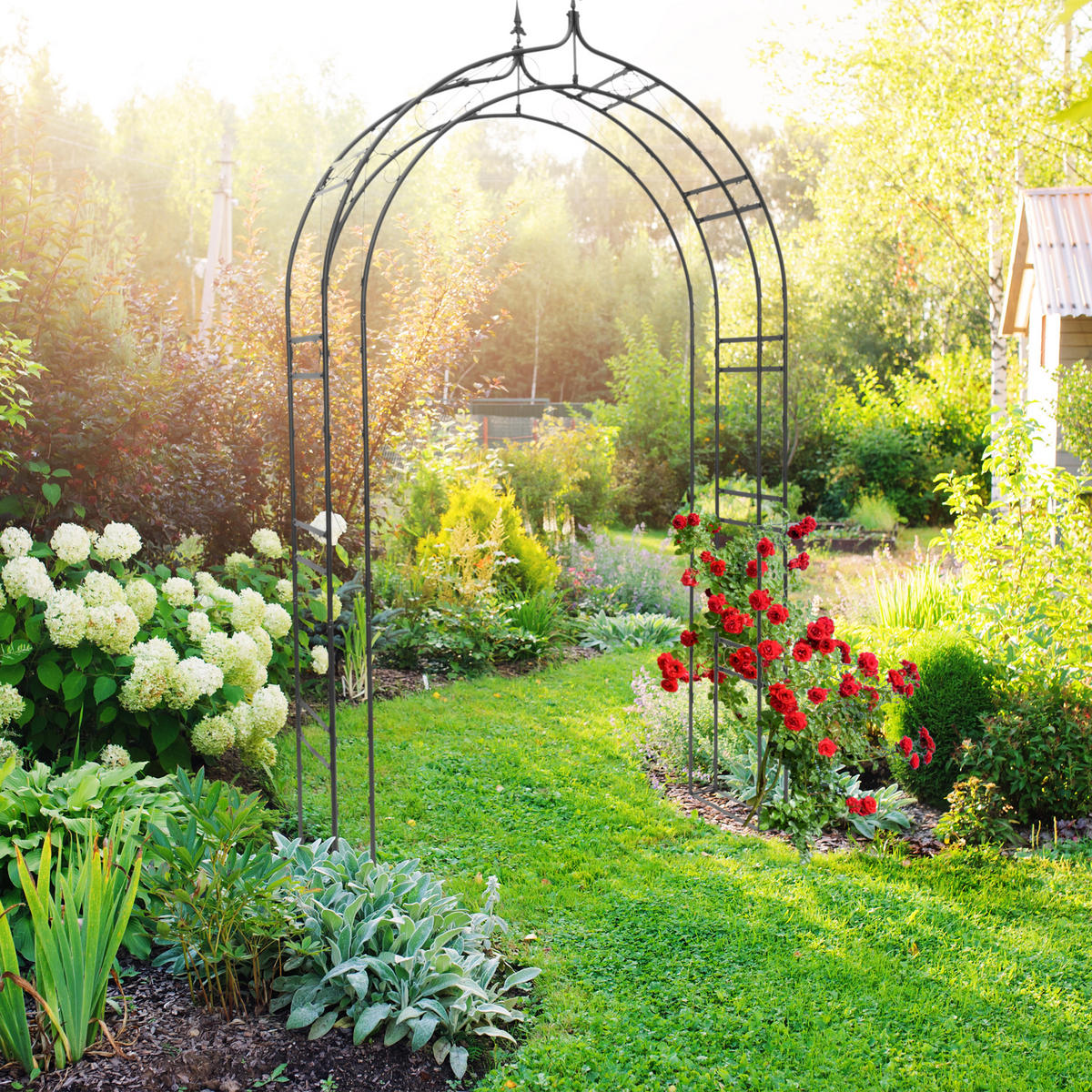 ROSENBOGEN - Schwarz, Metall (138/242/35.5cm) - Relaxdays