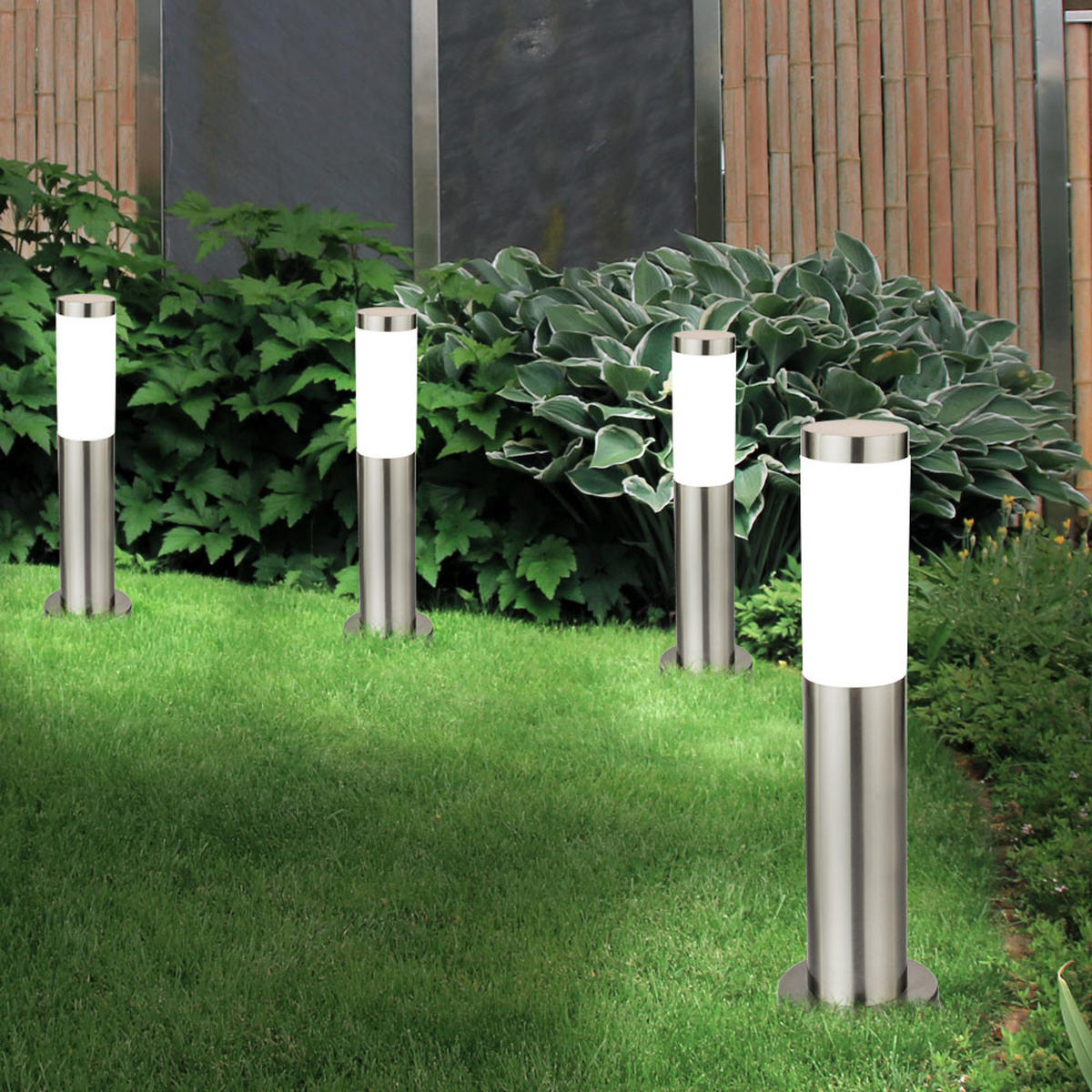 LED WEGELEUCHTE Edelstahl Silber 6er Set - Silberfarben, Metall (7.6/7.6/45cm)