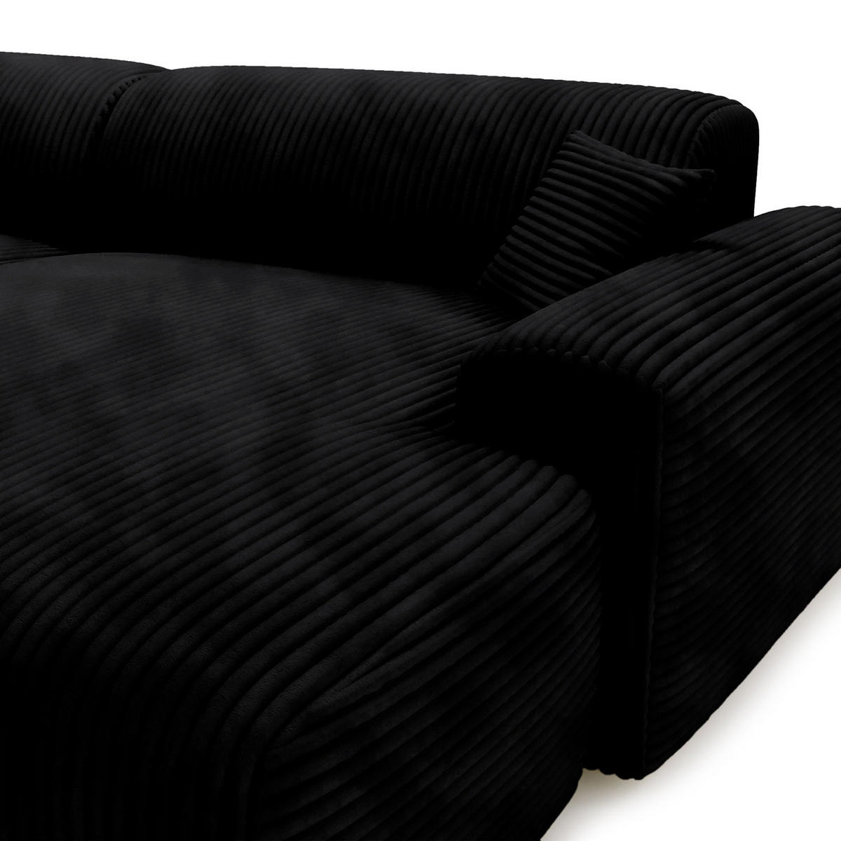 ECKSOFA mit Longchair - Cord - Schwarz, Kunststoff/Textil (284/178cm) - home24