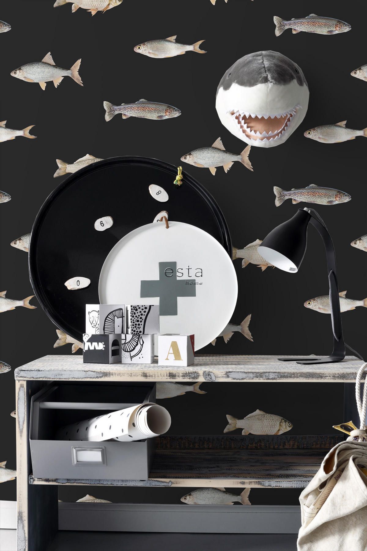 TAPETE Fische 50 x 900 cm - Grau, Papier (50/900cm) - ESTAhome