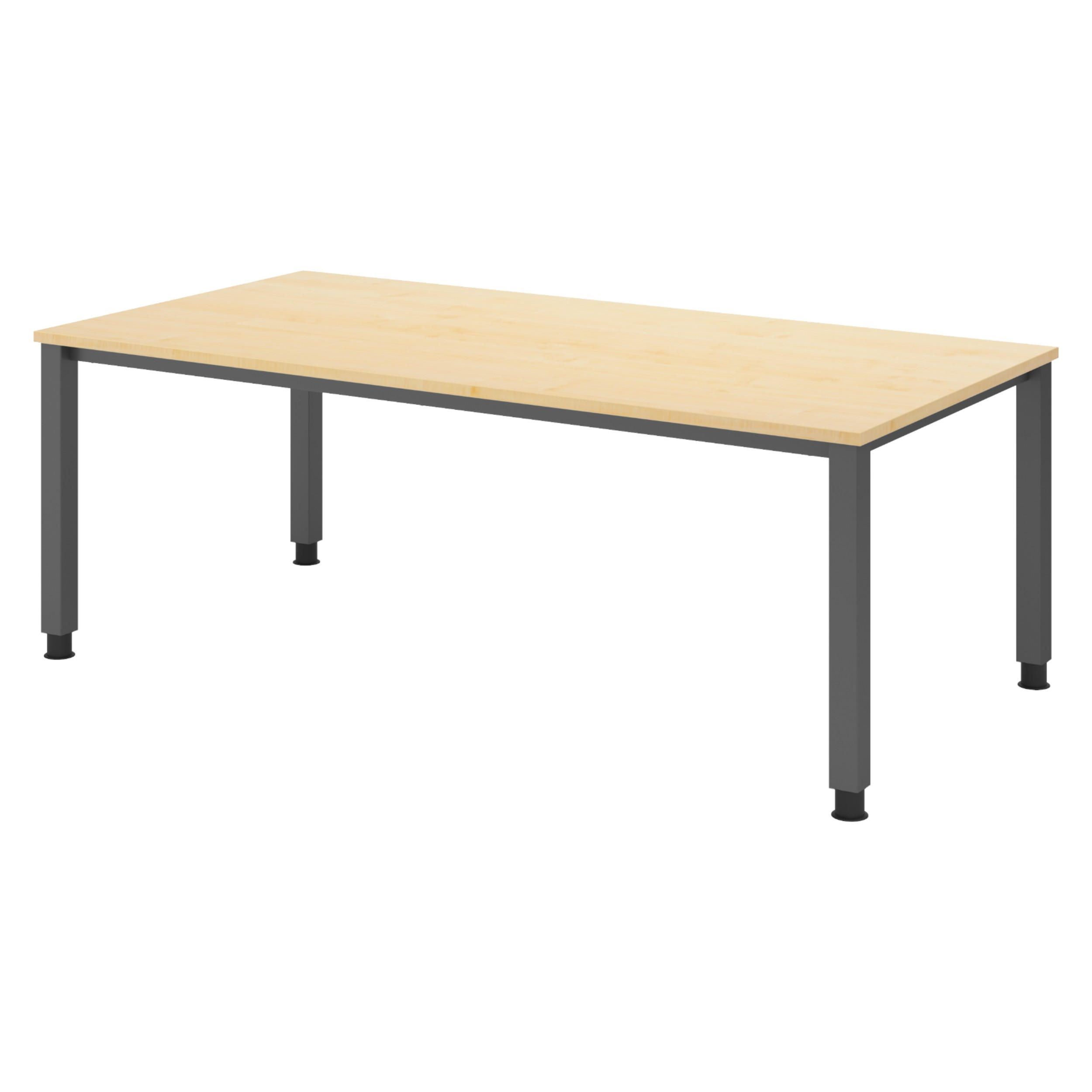 SCHREIBTISCH Serie-Q Gestell: Graphit 100/200/74 cm in Ahornfarben - Ahornfarben, Holzwerkstoff (100/200/74cm) - bümö