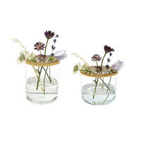 VASE Buket Ikebana 2er-Set aus Eisen und Glas 6/8 cm - Goldfarben, Glas (8cm) - LaLe Living