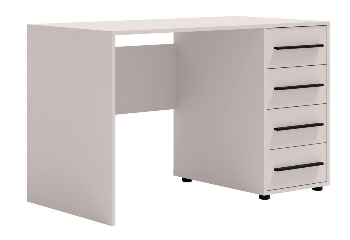 SCHREIBTISCH Modena 120x60 in Kaschmirfarbe mit Schubladen - Kaschmir/Schwarz, Holzwerkstoff/Kunststoff (60/120/75cm) - Ravio