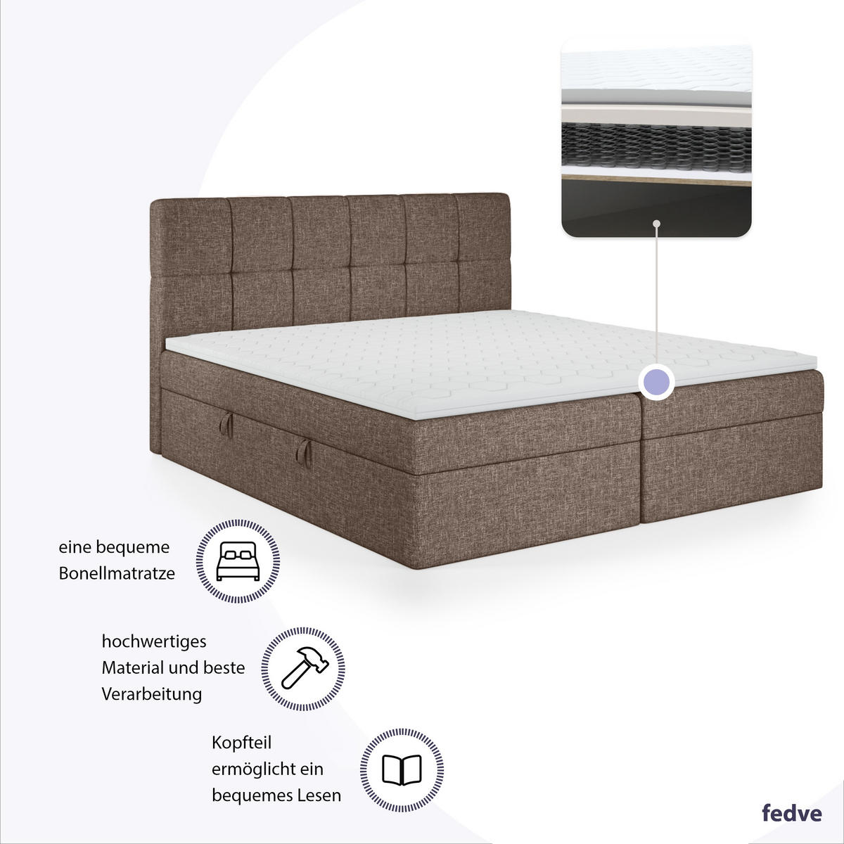 BOXBETT Mokpo 200x200 cm, Braun - Braun, Textil (200/200cm) - Fedve