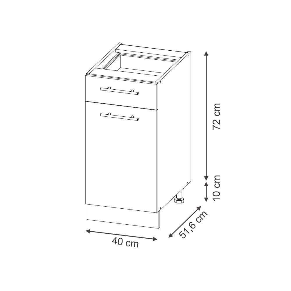 KÜCHENUNTERSCHRANK Fame-Line GrauBeige 40 cm, AP Anthrazit - Greige/Eiche Wotan, Holzwerkstoff (40/82/60cm) - Vicco