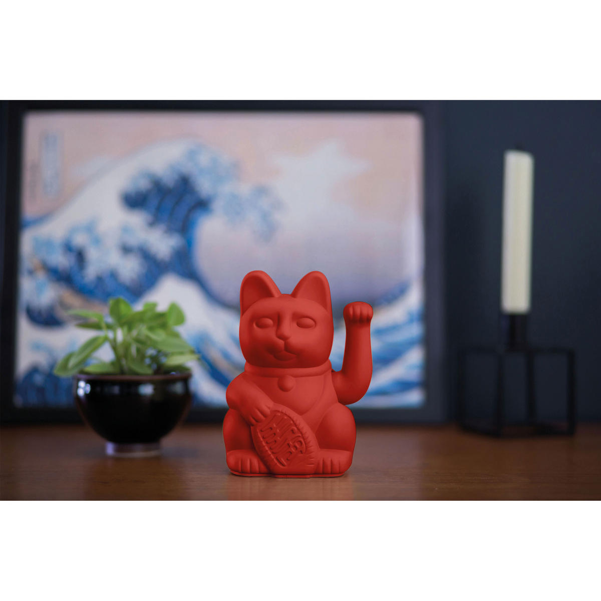 WINKEKATZE Lucky Cat Maneki Neko, Kunststoff, Rot, 15 cm - Rot, Kunststoff (8.5/15/10.5cm) - Donkey Products