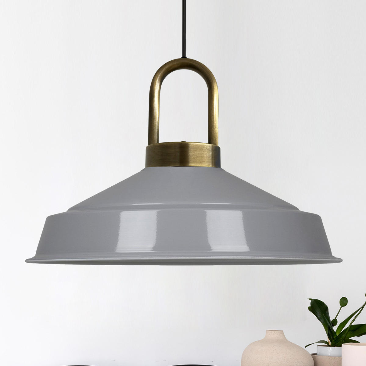 PENDELLEUCHTE Lockra - Grau, Metall (40/40/32cm) - Bamyum
