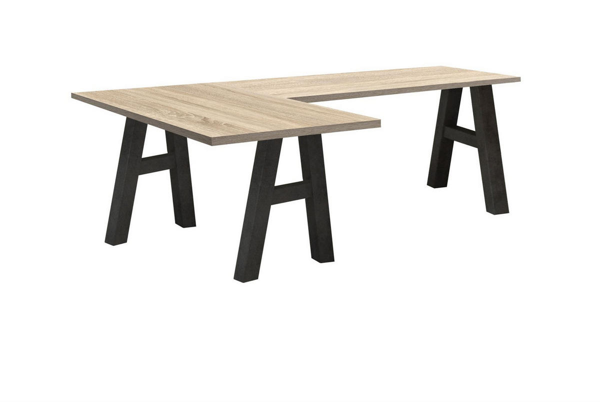 ECKSCHREIBTISCH Eda 4 210 x 140 x 75 Computertisch Graphit/Eiche sägerau - Naturfarben, Holz (210/140/75cm) - 58aufmkessel