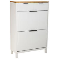 SCHUHSCHRANK aus Holz mit 2 Schubladen und 2 Türen 80x33x120 - Weiß, Holzwerkstoff (80/120/33cm) - Wanderlust