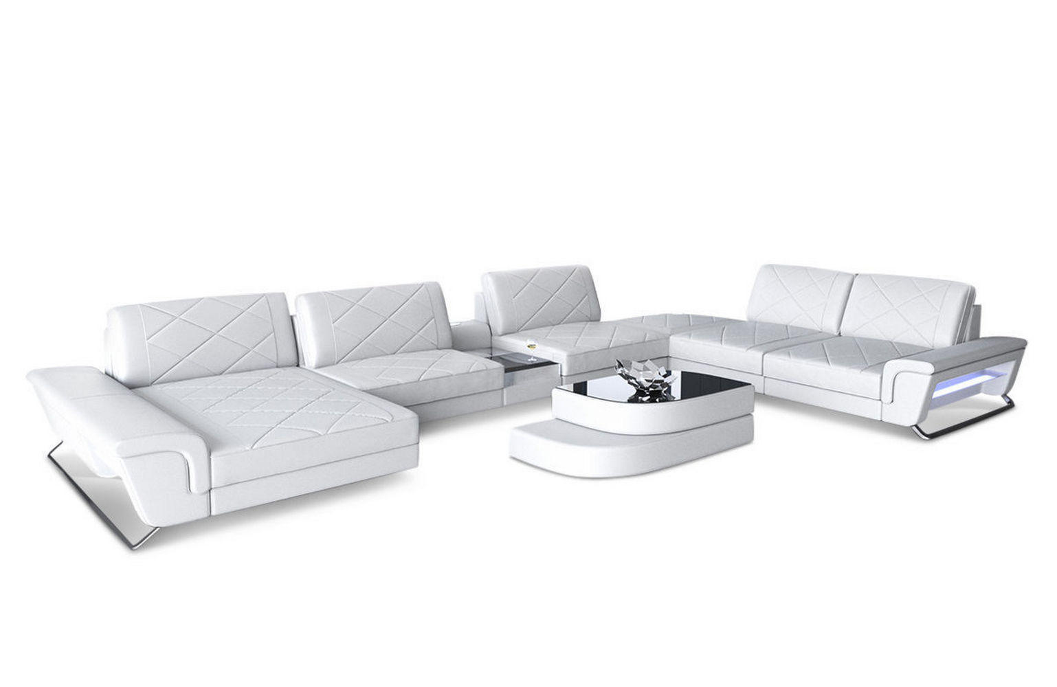 WOHNLANDSCHAFT Bari XXL - Weiß, Leder (456/89/329cm) - Sofa Dreams