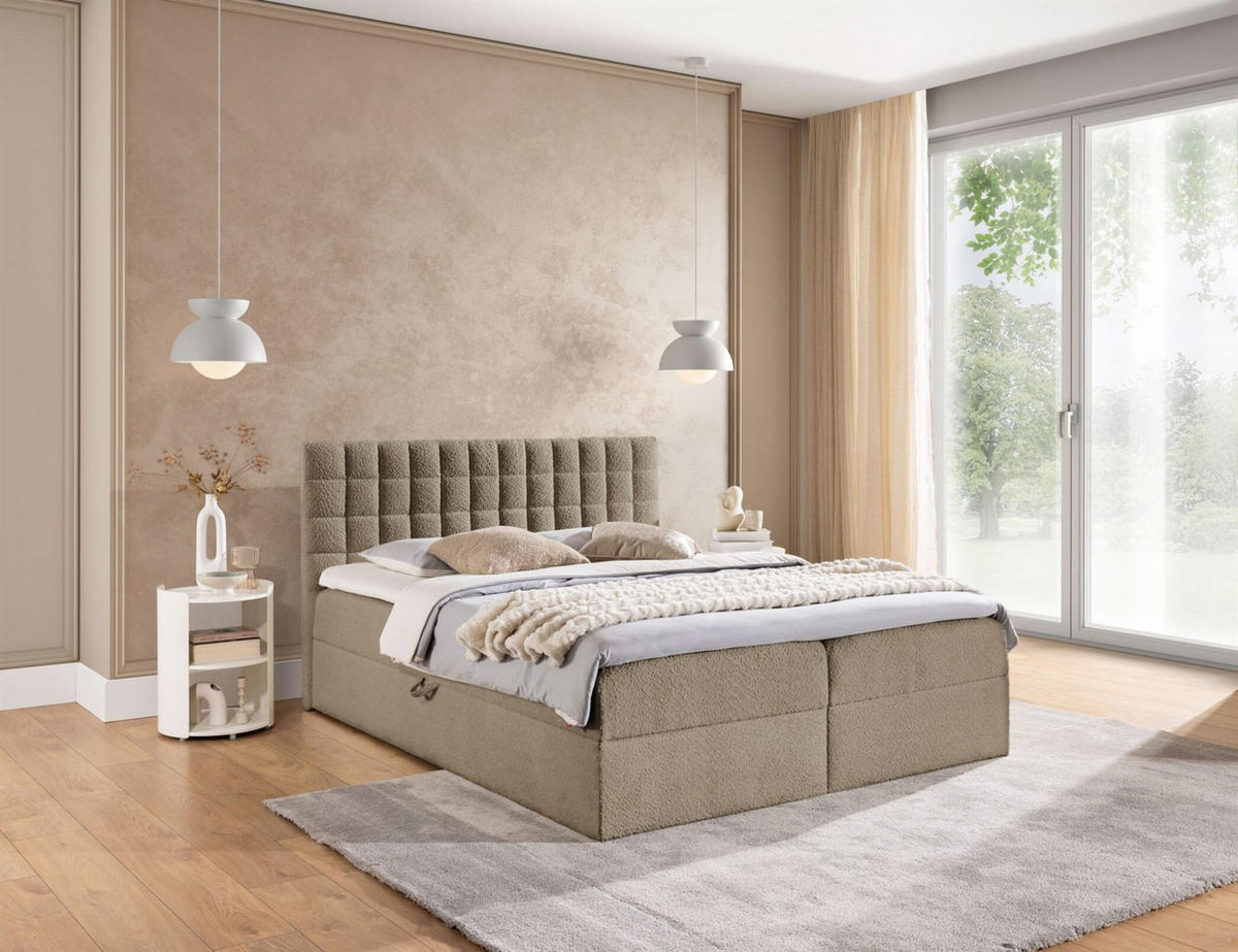 BOXBETT Toribo Premium - Beige, Holzwerkstoff/Textil (160/200cm) - Fun Möbel