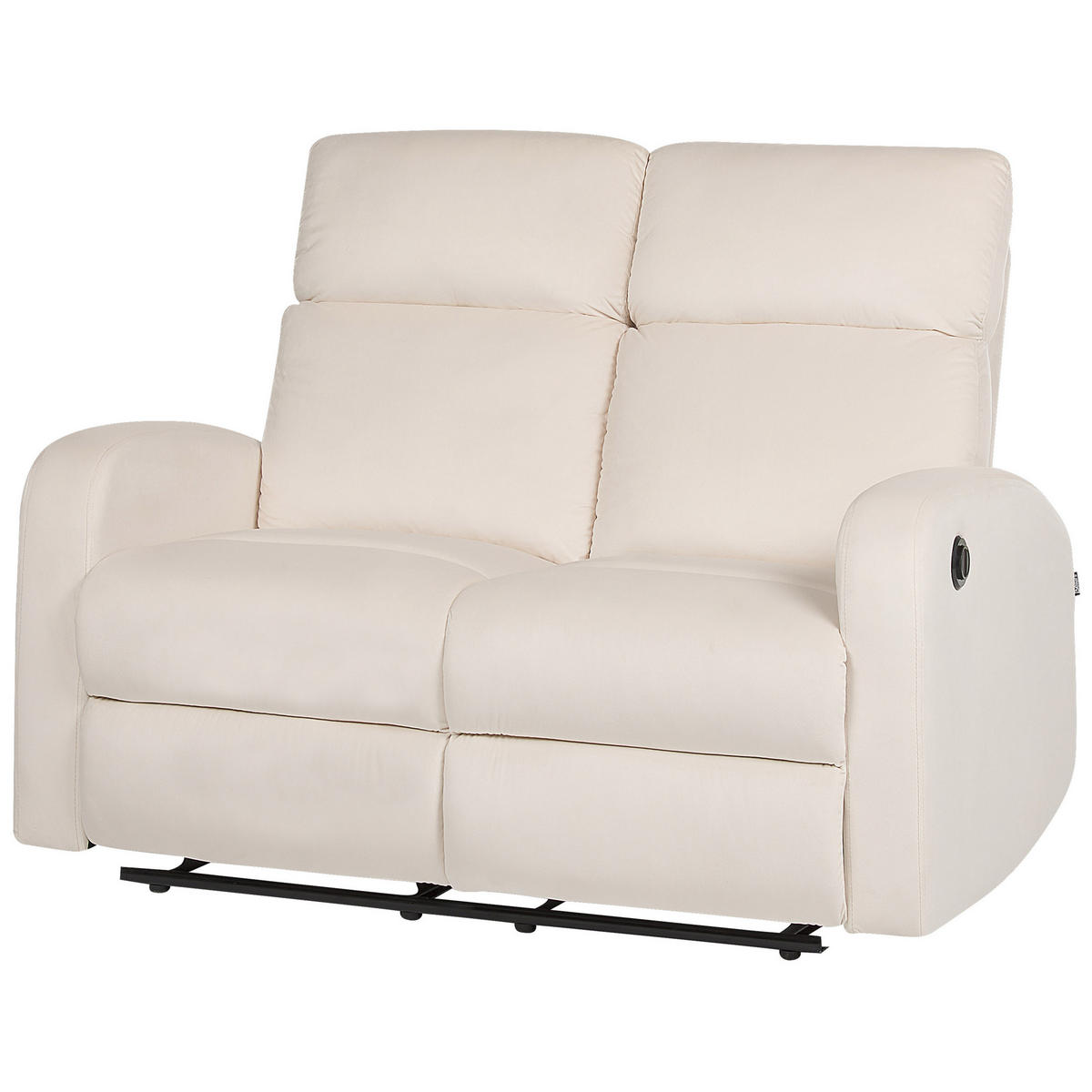 2-SITZER-SOFA Samtstoff creme elektrisch verstellbar Verdal - Weiß, Textil (128/102/73cm) - Beliani