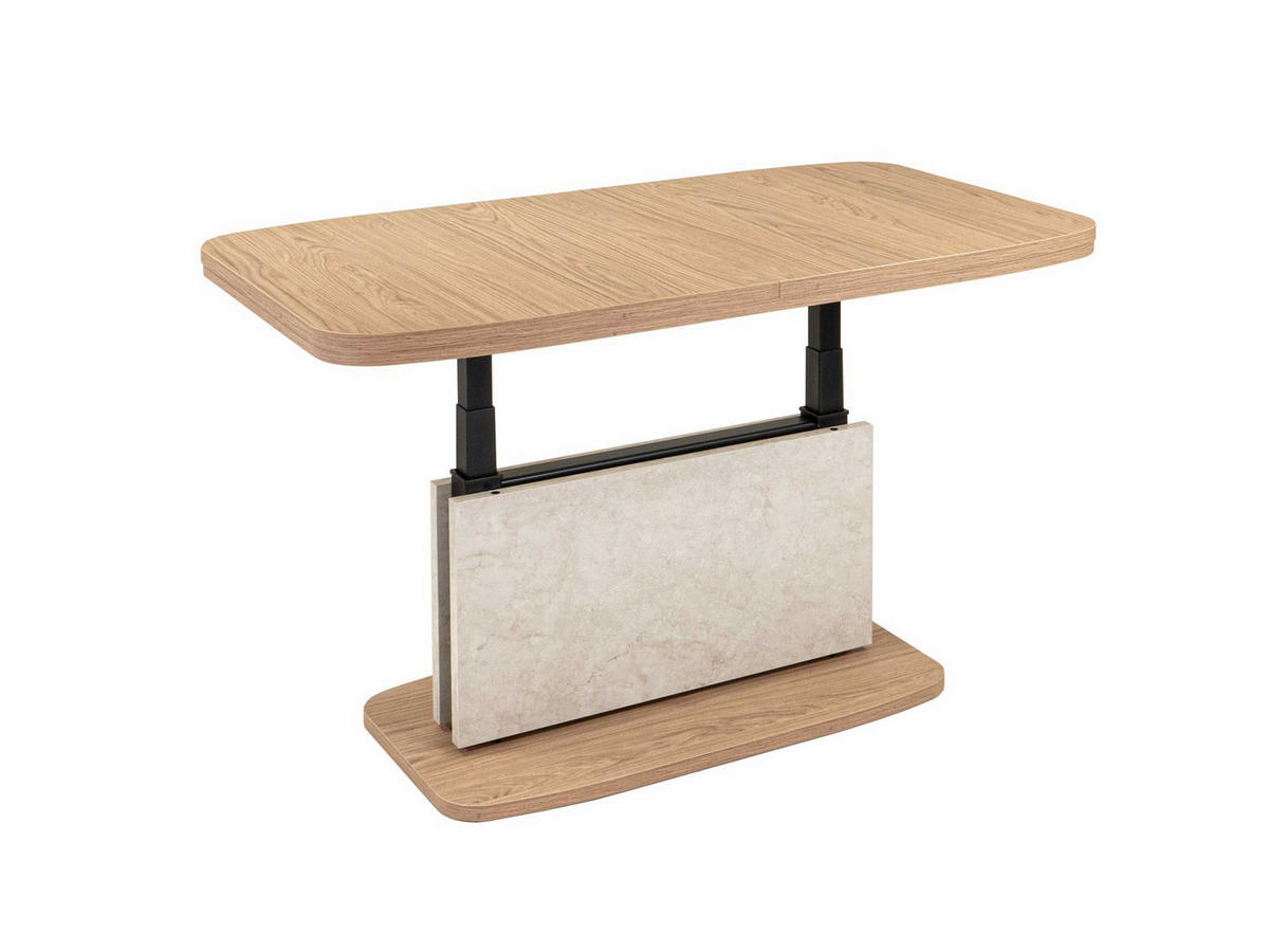 COUCHTISCH höhenverstellbar ausziehbar Cora 110x53x63 Eiche/Sandstein - Sandfarben/Eichefarben, Holzwerkstoff (110/63/63cm) - 58aufmkessel