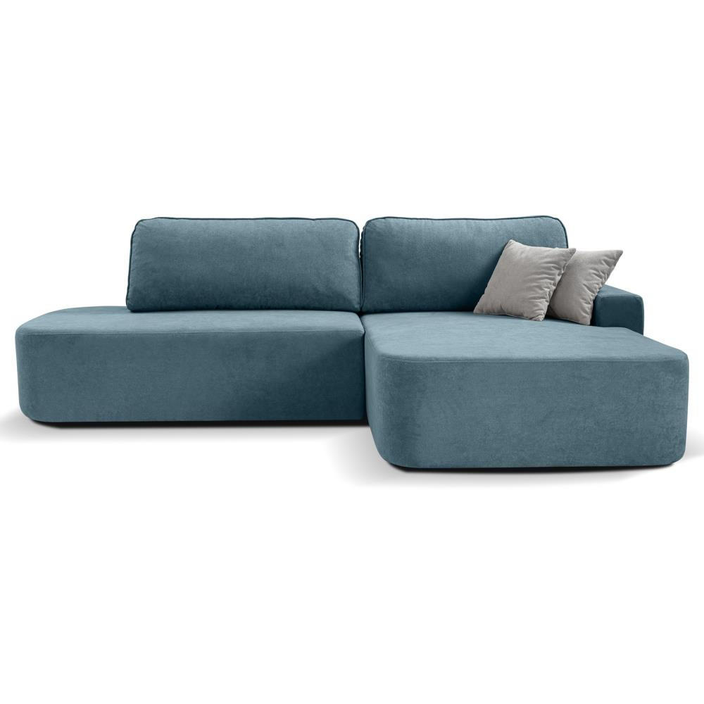 ECKSCHLAFSOFA Gavi blau velours rechts - Blau, Textil (269/171cm) - Beautysofa