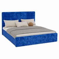 BETT mit Kopfteil 160x200 cm Blau Flannelette - Blau, Metall (160/200cm) - Meubliv