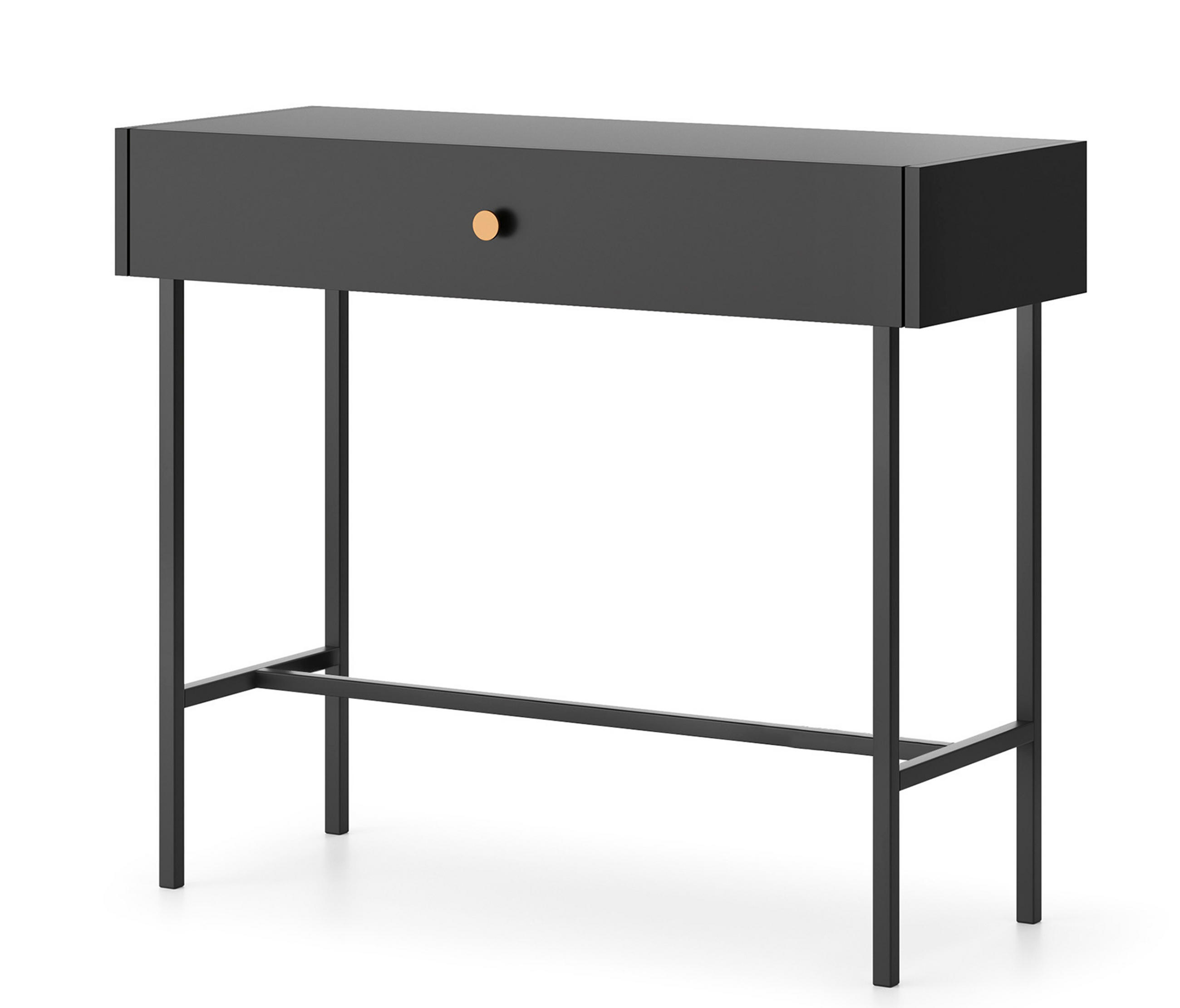 KONSOLENTISCH Dinley 1S Schwarz 93,2/79/39 cm – mit schwarzen Beinen im minimalistischen Design - Schwarz, Holzwerkstoff/Metall (39/93.2/79cm) - AX Living