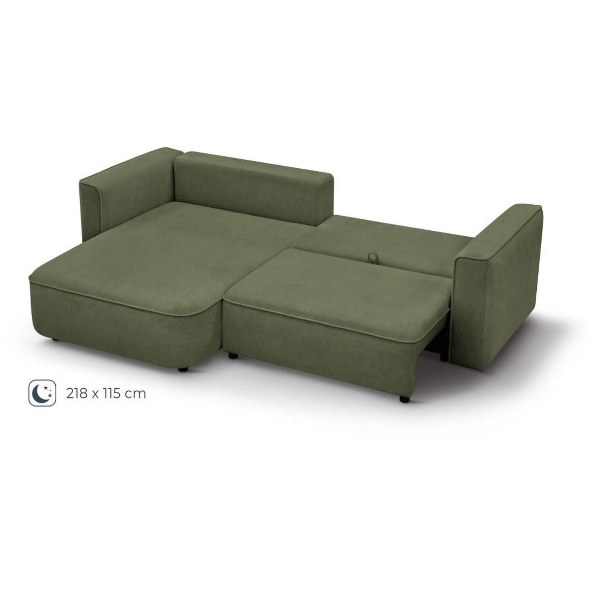 ECKSCHLAFSOFA Carlos grün - Schwarz/Grün, Kunststoff/Textil (265/170cm) - Beautysofa