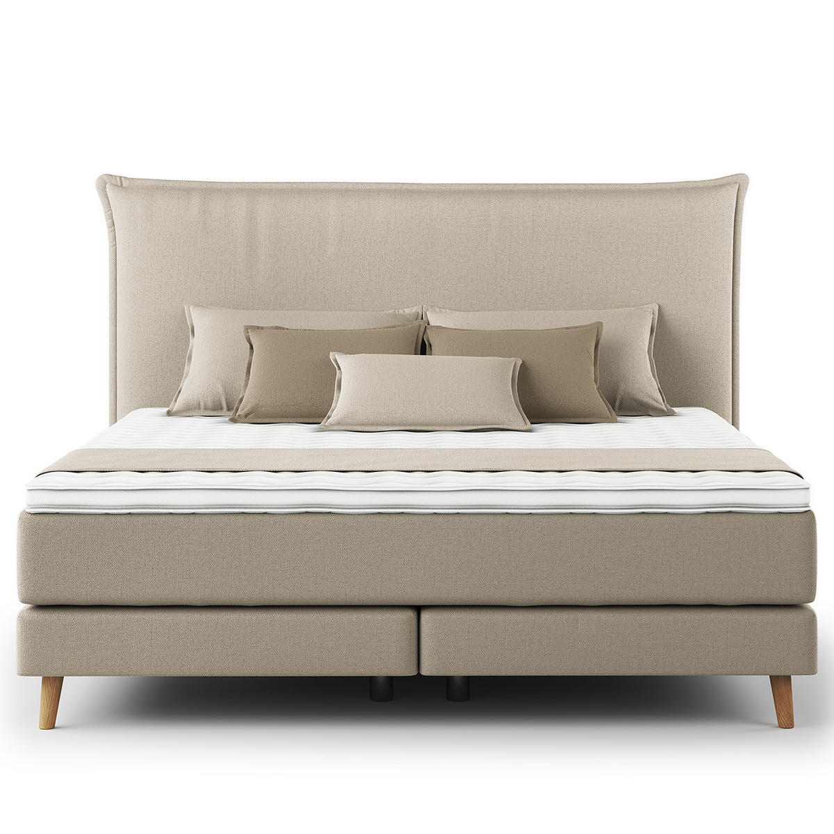 BOXSPRINGBETT - Klassisch - Beige, Holz (180/200cm) - home24
