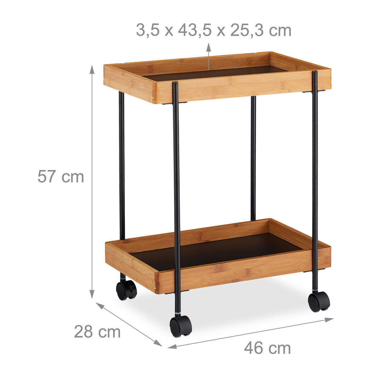 SERVIERWAGEN - Hellbraun, Holz/Holzwerkstoff (46/57/28cm) - Relaxdays