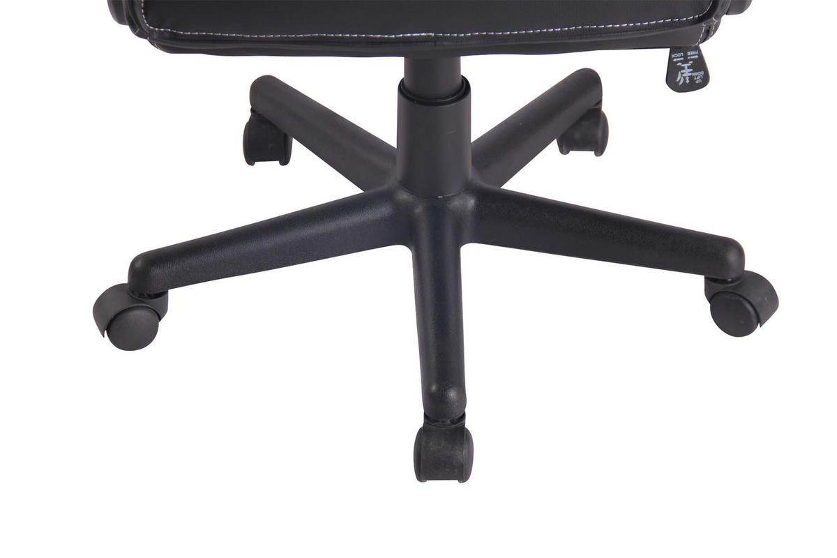 DREHSTUHL Lederlook schwarz/gelb - Gelb/Schwarz, Kunststoff/Textil (61/106/59cm) - CLP