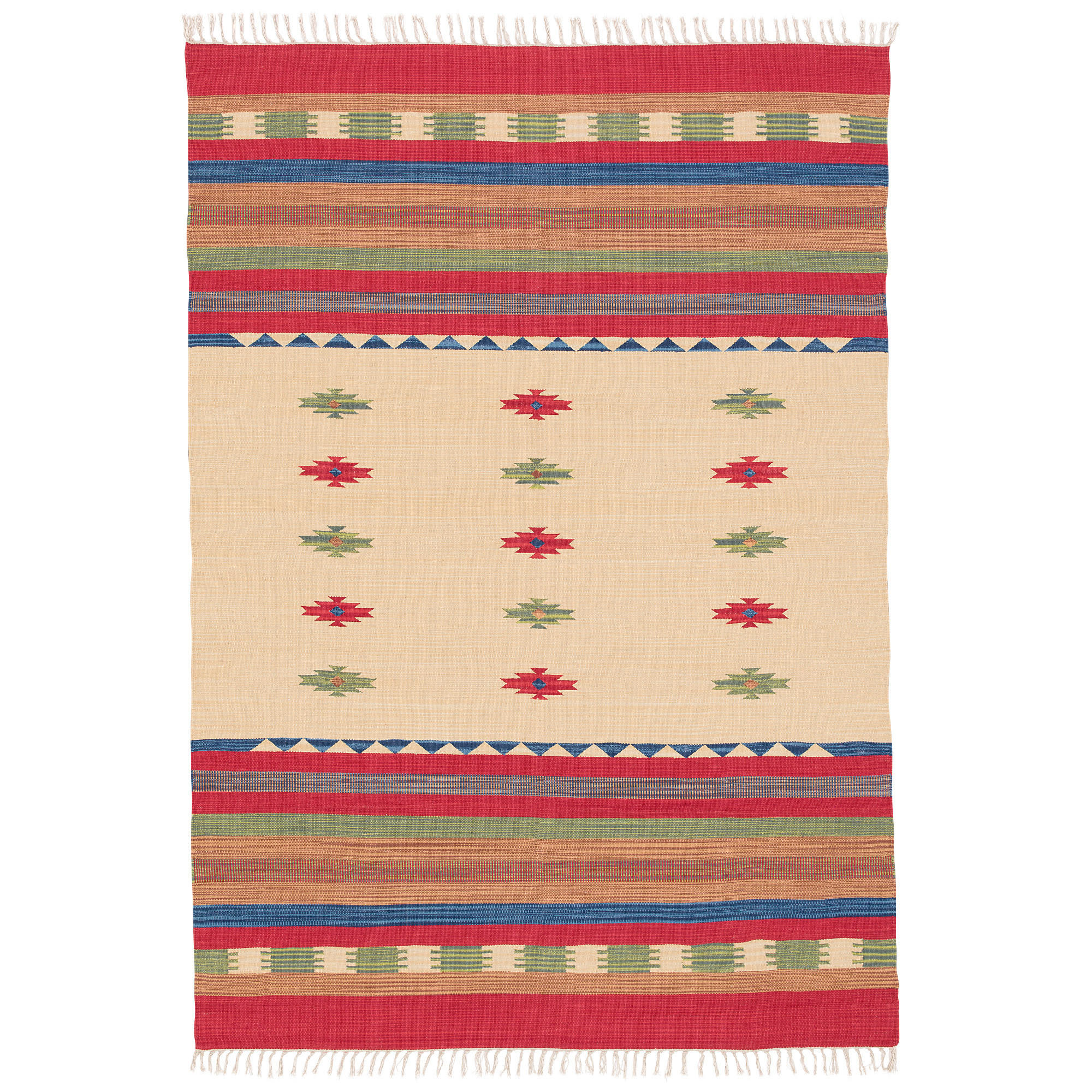 BAUMWOLLE NATUR KELIM TEPPICH LINA TREND - Rot, Textil (160/230cm) - Pergamon