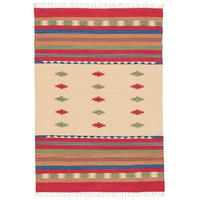 BAUMWOLLE NATUR KELIM TEPPICH LINA TREND - Rot, Textil (160/230cm) - Pergamon