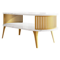 COUCHSITCH Roenni Oval Gold - Goldfarben/Weiß, Holzwerkstoff/Metall (100/50/44cm) - MIRJAN24