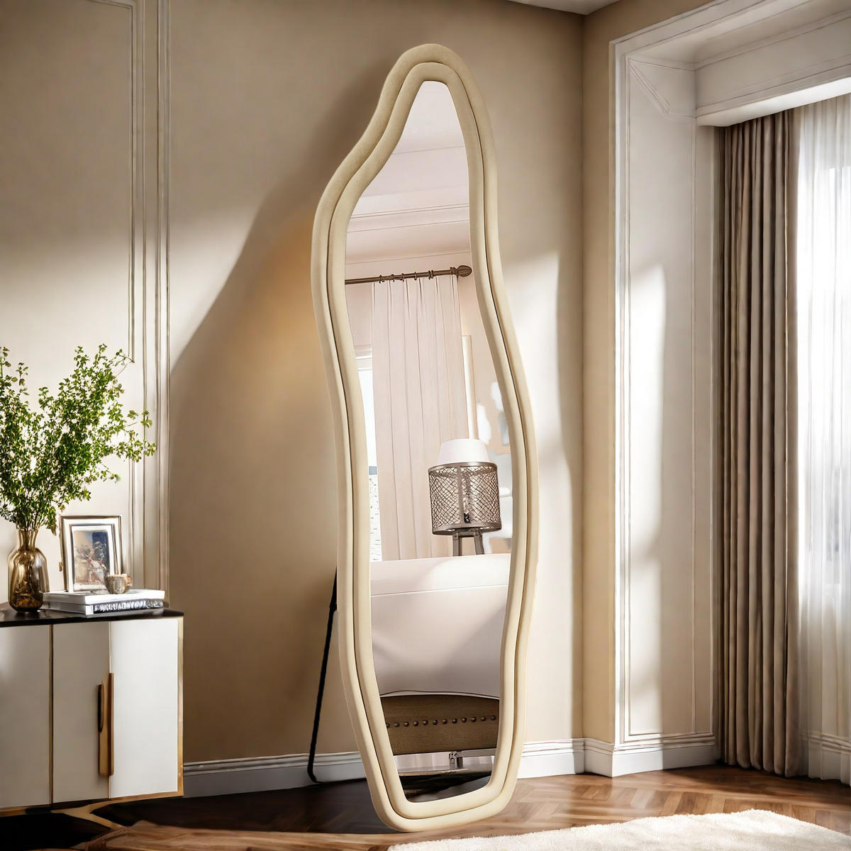 STEHSPIEGEL 50x160cm Samtrahmen Gelb Delfinform Wand & Stand - Gelb, Glas (3/160/50cm) - SHOPENTRA