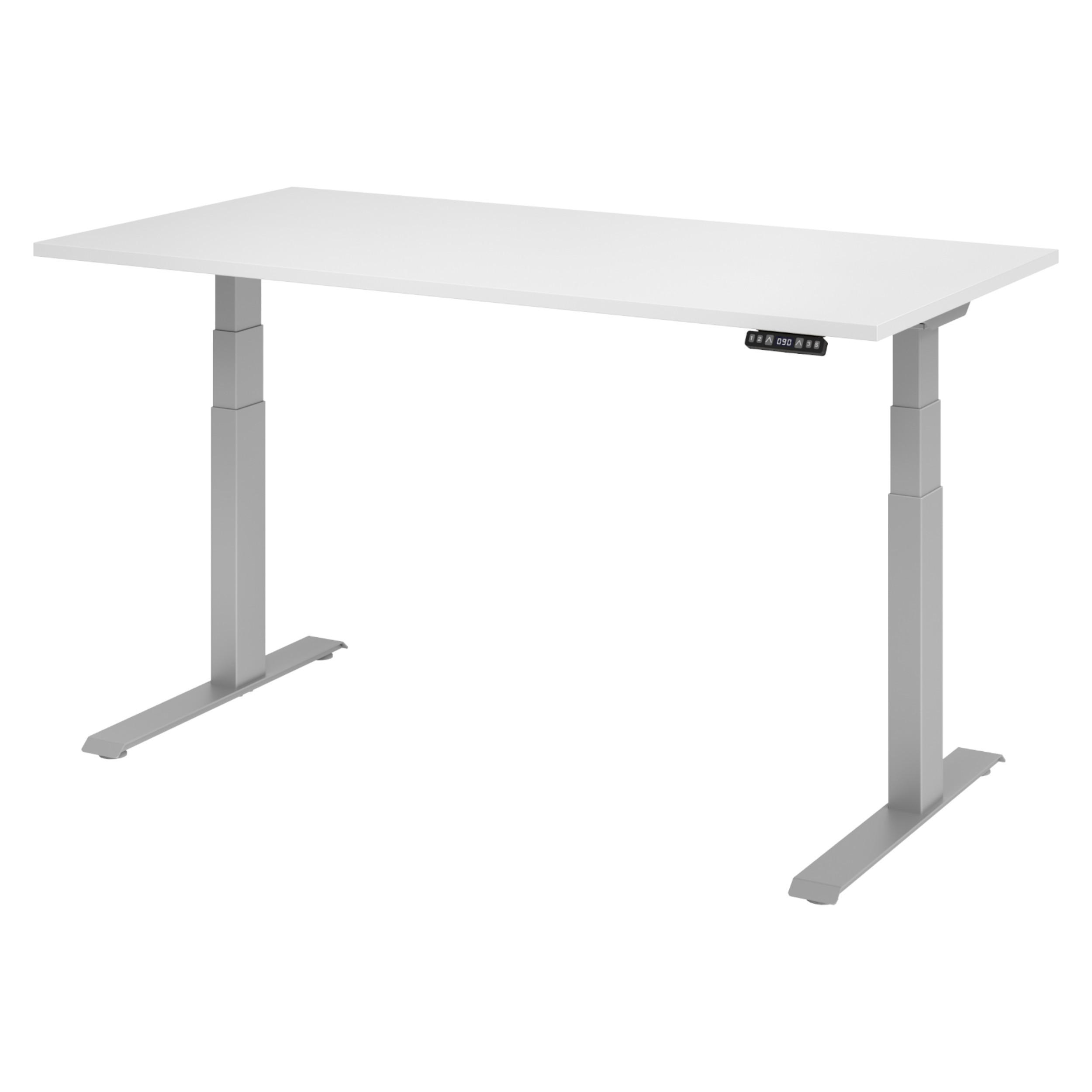 bümö Schreibtisch Weiß, Silber 160x74x80 cm