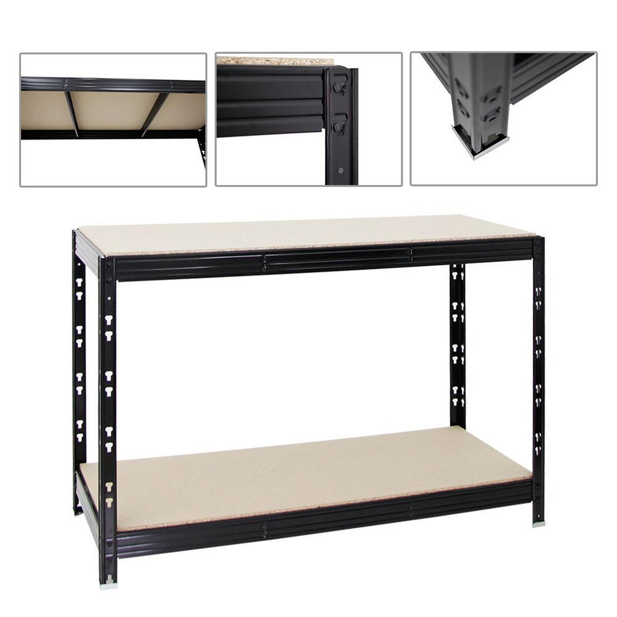 WERKBANK Tiger 2er-Set mit 2x 300 kg pro Fachboden 90x140x60 cm Schwarz - Schwarz, Metall (280/90/60cm) - PROREGAL