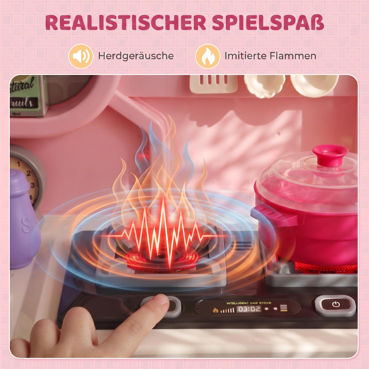 KINDERKÜCHE Kunststoff Rosa - Rosa, Kunststoff (25/67cm) - AIYAPLAY