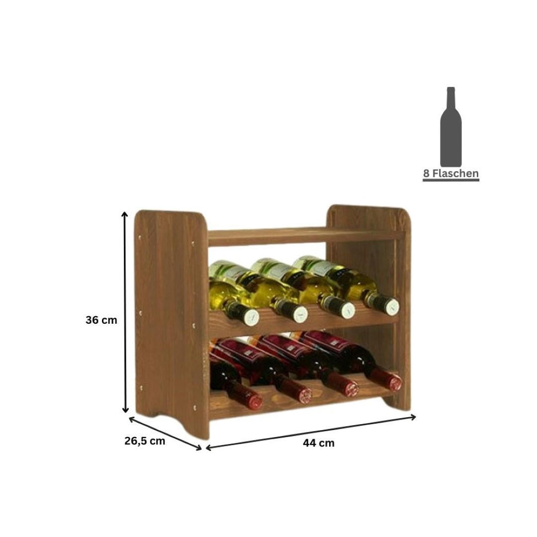 WEINREGAL Pinotwine C 36x44x26,5 cm 8 Flaschen Massives Kiefernholz Braun Geölt - Braun, Holz (44/36/26.5cm) - PROREGAL