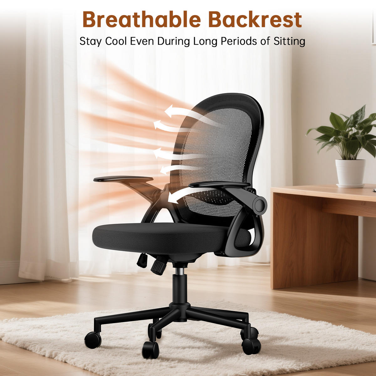 BÜROSTUHL Schwarz ergonomisch mit Mesh Rückenlehne - Schwarz, Metall (25/53/56cm) - Rattrix